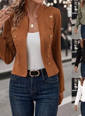 Women's double breasted small suit jacket双排扣小西装外套女