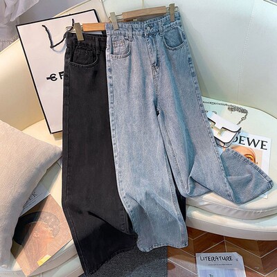 Casual wide leg jeans for women休闲阔腿牛仔裤女