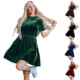 Large Dress大码 Women Short 5XL Velvet Sleeve 丝绒连衣裙女