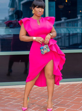 white dress European and American long skirt printed Africa