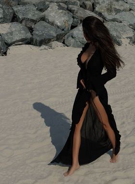 Women's long cardigan beach dress bikini sunscreen cover