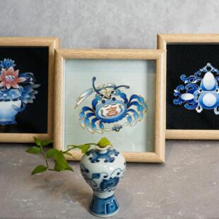 【原创】云南非遗纯手工掐丝珐琅彩画 《青花头饰》系列伴手礼