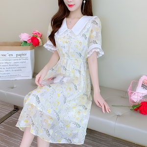 RM14454#小清新雪纺碎花连衣裙女2022年夏季新款法式高级感收腰显瘦茶歇裙