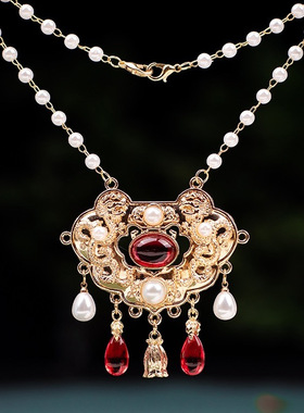 合金珠子链条平安同心锁