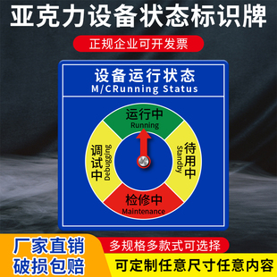 定制设备运行状态标识牌运行维修待用亚克力机器仪器表盘指示牌子强磁带胶维修运行待用提示牌厂房设备使用牌