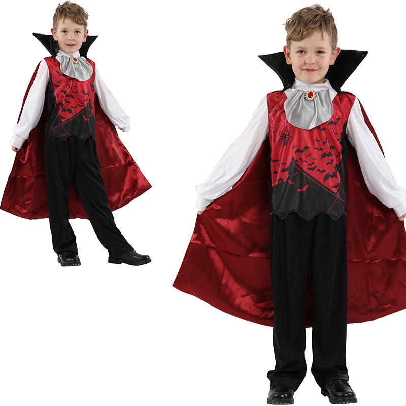 万圣节cosplay服装儿童恐怖吸血鬼表演服男吸血鬼演出服面具舞会