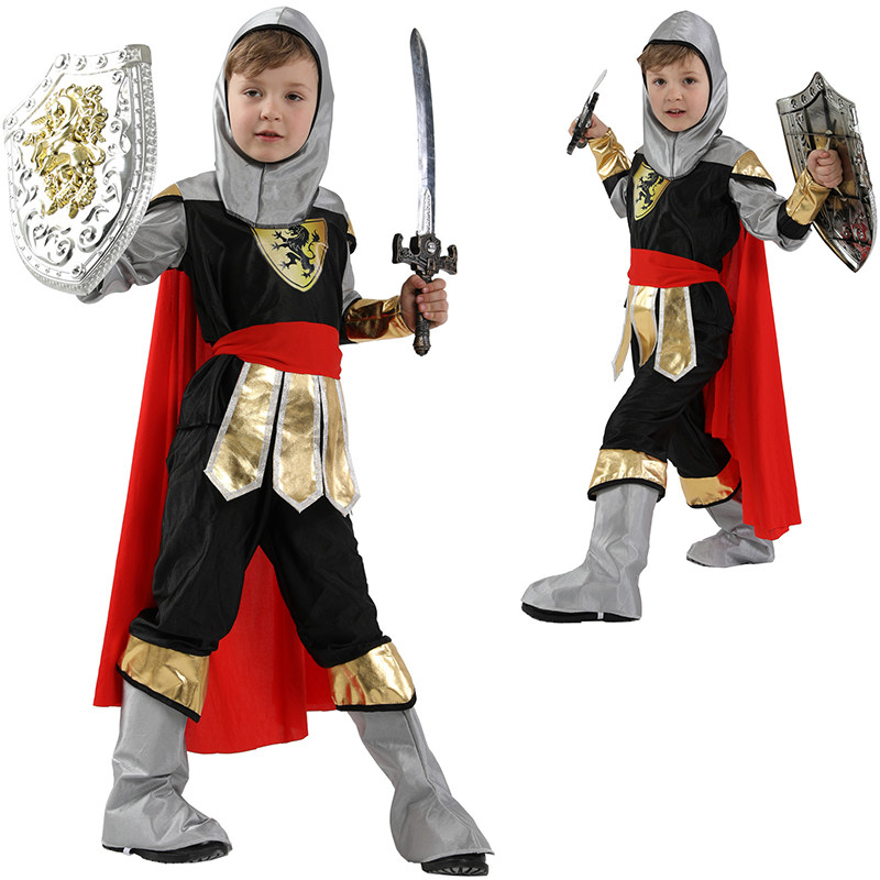 万圣节cosplay服装儿童武士面具舞会王子战士服幼儿吸血鬼表演服