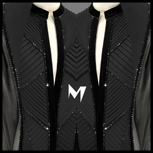 【Ｍ · 高级定制】细褶拼接小立领纱网拉丁男装上衣/赛服/表演服