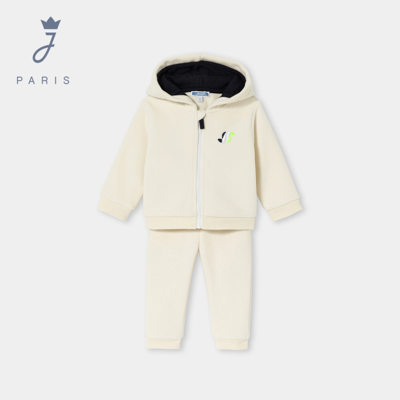 Jacadi亚卡迪法国男小童摇粒绒套装春秋款男宝宝连帽卫衣2041487