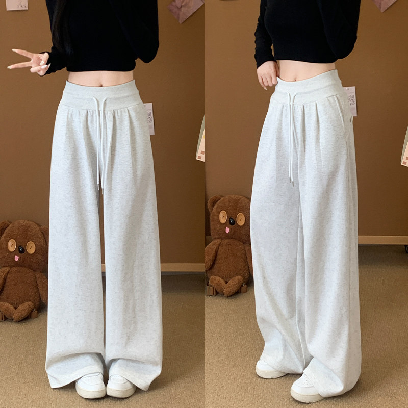 白灰色螺纹运动裤女2026春秋新款小个子高腰显瘦宽松休闲加绒卫裤,女装/女士精品,休闲裤,淘宝优惠券,粉丝福利购,淘宝优惠卷