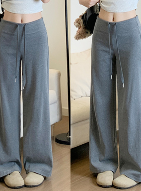 灰色直筒运动裤女春秋2026年新款高腰小个子休闲显瘦夏季阔腿卫裤