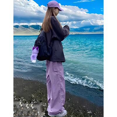 小个子休闲美式运动登山阔腿裤
