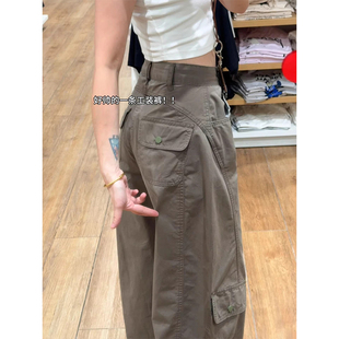 美式复古工装裤女春秋冬2025高腰小个子宽松显瘦阔腿裤加绒弯刀裤