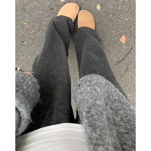 高腰宽松直筒小个子垂感休闲阔腿裤 灰色糯米裤 女秋冬加绒2025新款