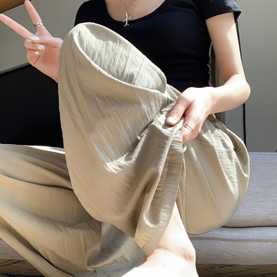 冰丝山本裤女夏季薄款2026新款高腰垂感休闲慵懒风棉麻直筒阔腿裤