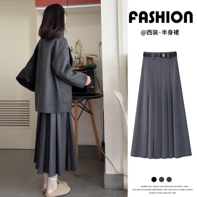 灰色西装半身裙女春秋季2025新款
