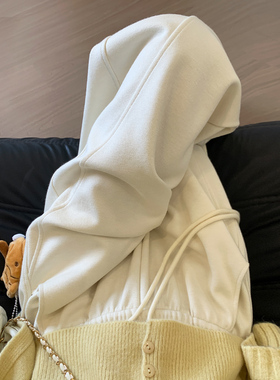 白色羊绒弯刀裤女春秋季2025新款高腰垂感宽松直筒休闲运动阔腿裤