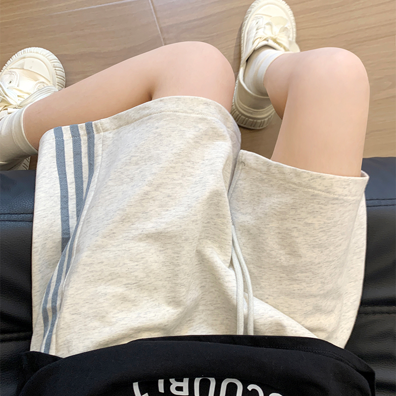 黑色三杠运动短裤女夏季薄