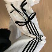 女春秋2026新款 卫裤 高腰直筒宽松阔腿裤 休闲美式 夏季 蝴蝶结运动裤