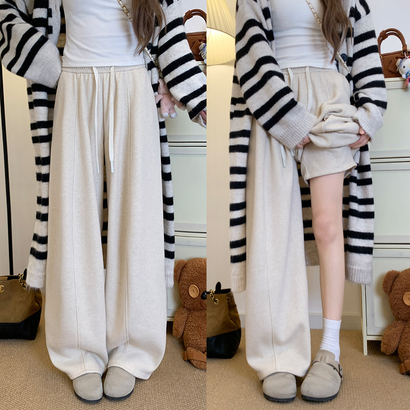 米白色糯米香蕉裤女秋冬季2025新款小个子高腰显瘦加绒加厚弯刀裤,女装/女士精品,休闲裤,淘宝优惠券,粉丝福利购,淘宝优惠卷