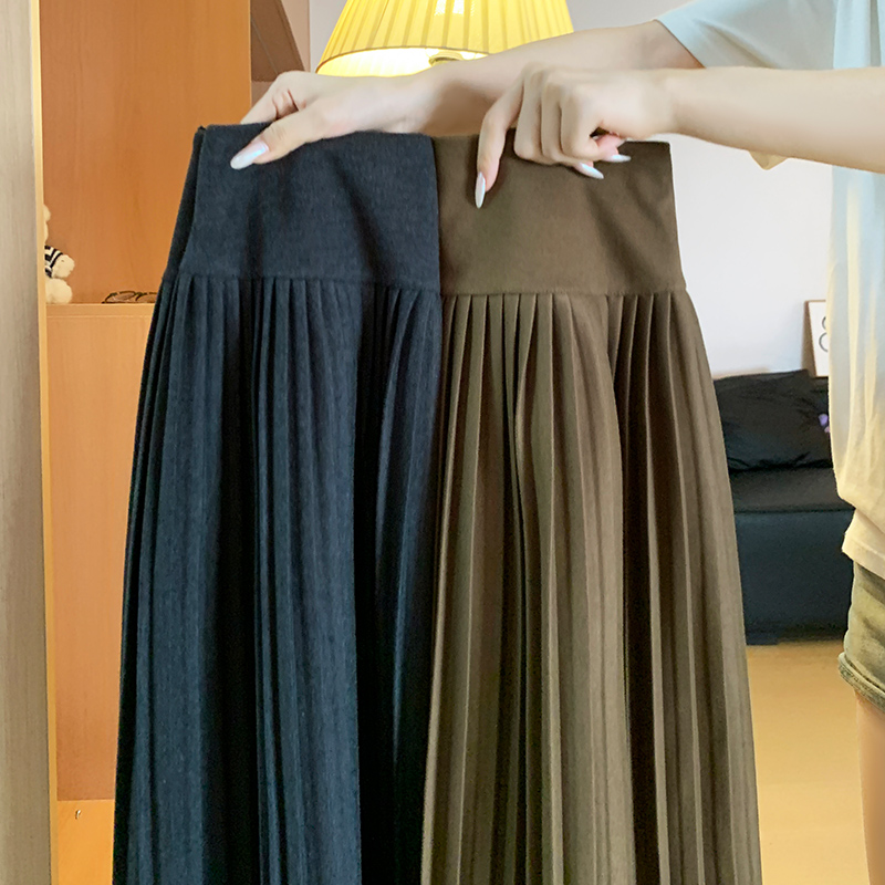 深灰色针织百褶裙女秋冬2025新款