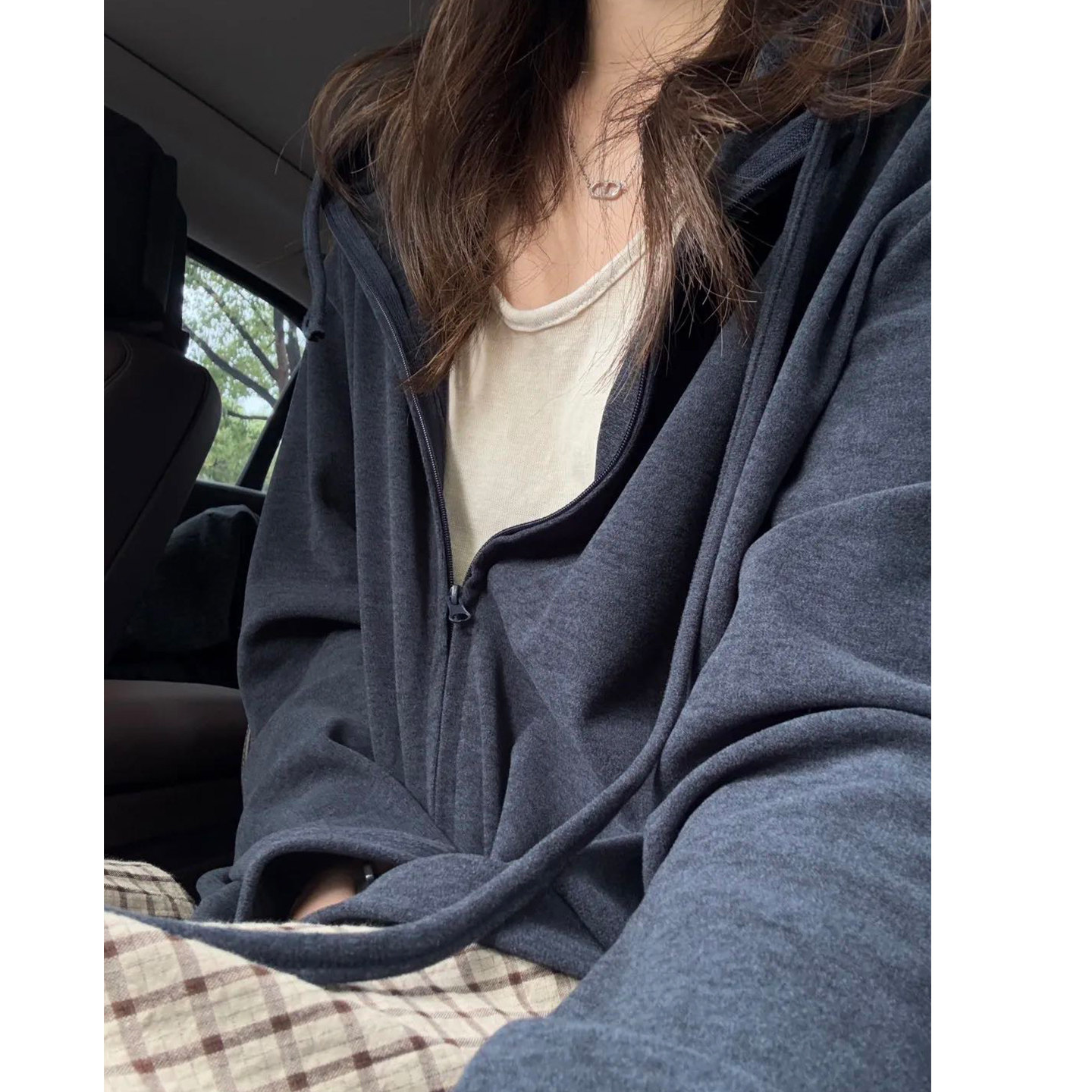 韩系慵懒风连帽卫衣女春秋季新款宽松休闲显瘦松弛感开衫拉链外套