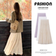 杏色半身裙女夏季 高腰显瘦小个子百褶蛋糕a字压褶中长裙 2026新款