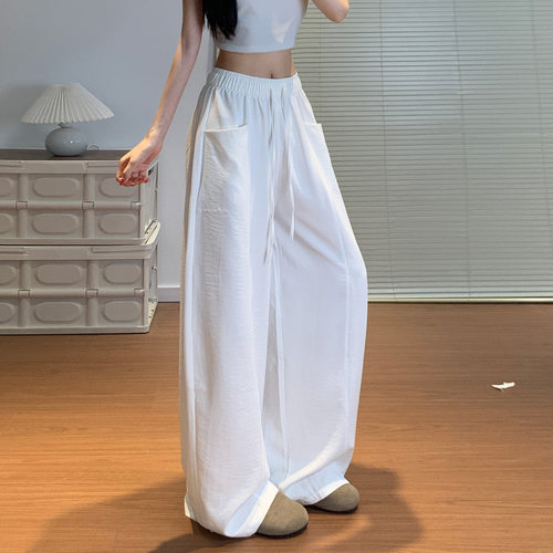 夏季冰丝速干显瘦弯刀阔腿裤女