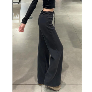 黑色lulu加绒运动裤女春秋冬2026新款高腰显瘦垂感卫裤休闲阔腿裤