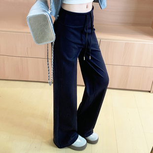 藏青色運動褲 2025年新款 小個子高腰顯瘦垂感休閑闊腿衛褲 女春秋季