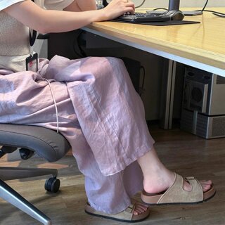 紫色亚麻阔腿裤女夏季薄款高腰宽松显瘦垂坠感冰丝棉麻直筒休闲裤
