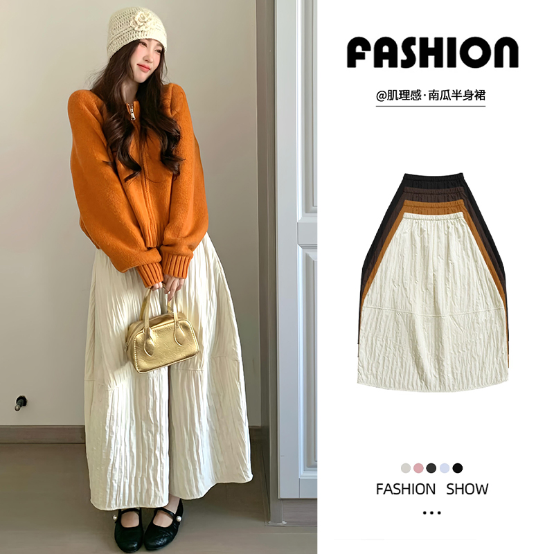 白色花苞裙女秋冬2025新款