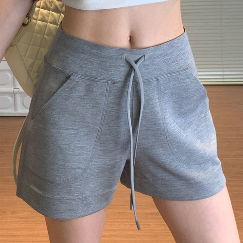 莫代尔感高腰阔腿显瘦女短裤