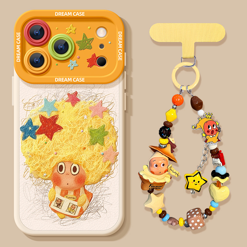 适用苹果17promax手机壳涂鸦星星