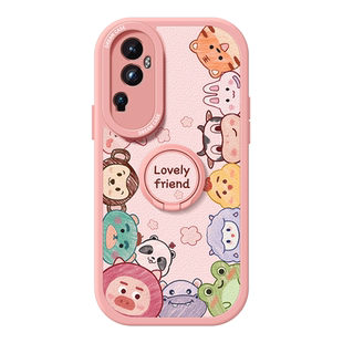 适用opporeno11手机壳新款reno9pro+保护套10pro全包opporeno7se支架8防摔6por硅胶reno5k卡通动物0pp0软外壳