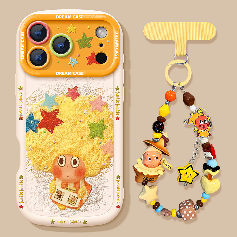 适用苹果17promax手机壳涂鸦星星