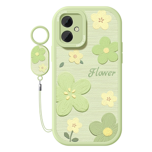 适用红米note13手机壳12女款k60至尊版保护套note11pro软硅胶10全包k70pro磨砂k40s防摔k50绿色redmi油画花朵