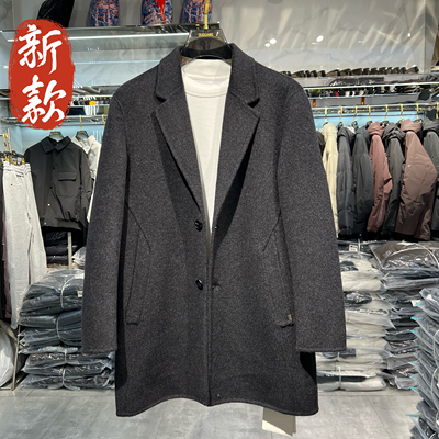 实体双面羊绒大衣男中长款秋冬季新款潮流宽松羊毛呢外套加厚潮男