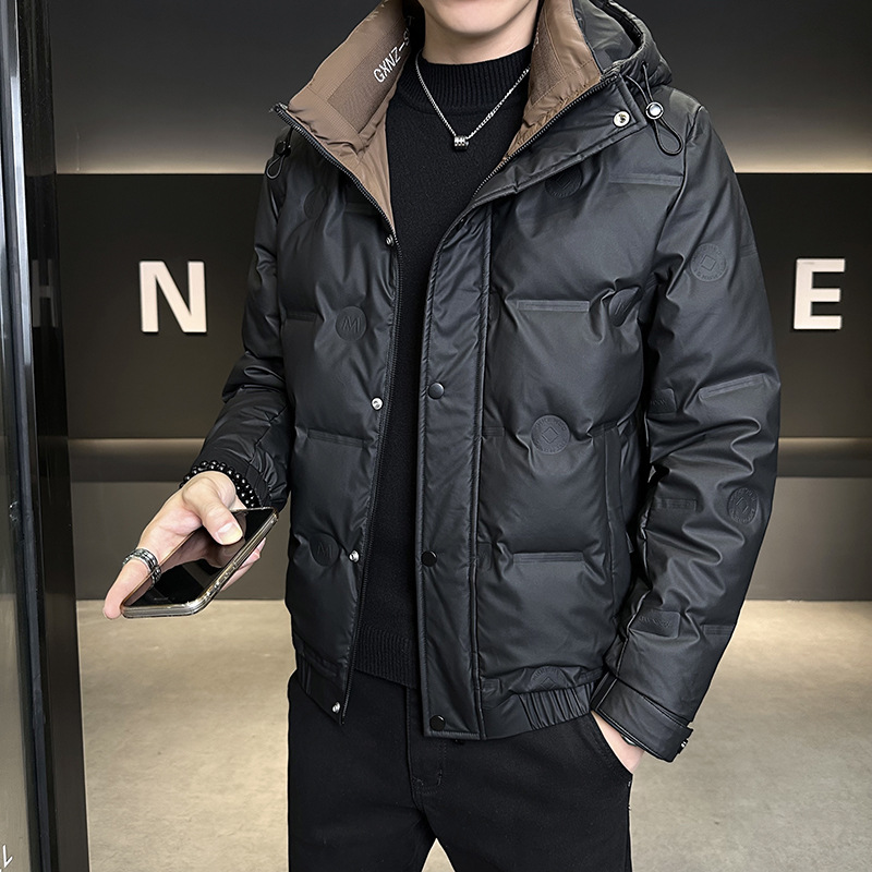 连帽轻薄羽绒服男士冬季国标加厚保暖羽绒衣潮流宽松立领休闲