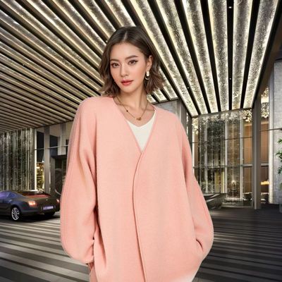 肉姨同款羊绒针织套装女小香风开衫中长款可奶奶裤100%纯羊毛大衣