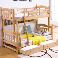 美隆伟华全实木高低床榉木子母床双层上下高低铺成人儿童高箱储物