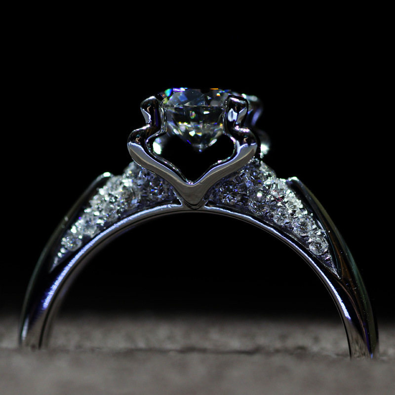 JZ024电镀白金金牛头四爪钻戒托女款钻戒 一克拉戒指结婚