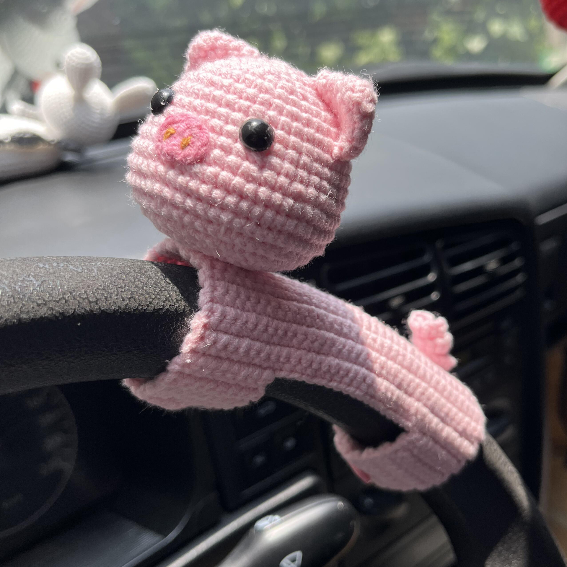小猪猪车载摆件方向盘装饰品钩织车内装饰毛线玩偶手工钩织材料包