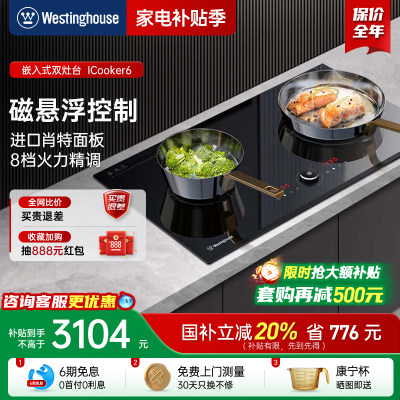 美国西屋嵌入式双灶多功能电池炉