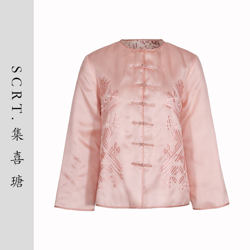 SCRT集喜瑭欧根缎绣花棉衣外套T24QMY007