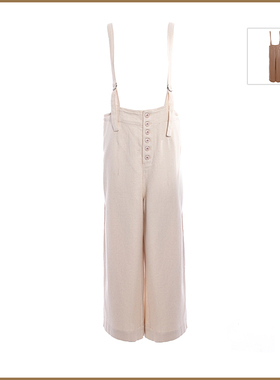 SCRT集喜瑭慵懒风背带裤高腰垂感直筒阔腿裤SCRT0302