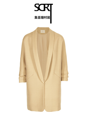 SCRT集喜瑭丝羊毛中长款青果领西装外套VRBA09045C