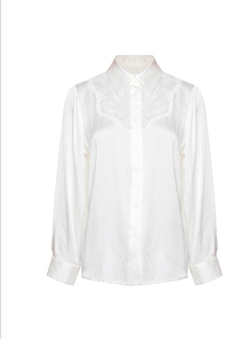 SCRT集喜瑭桑蚕丝衬衫蕾丝绣花镂空上衣SGS14359