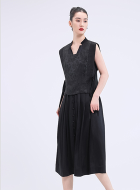 SCRT集喜瑭桑蚕丝香云纱刺绣侧绑带马甲SFS12184