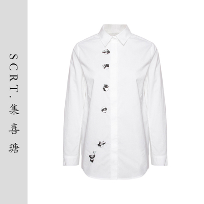 SCRT集喜瑭纯棉熊猫绣花衬衫上衣SGS14259